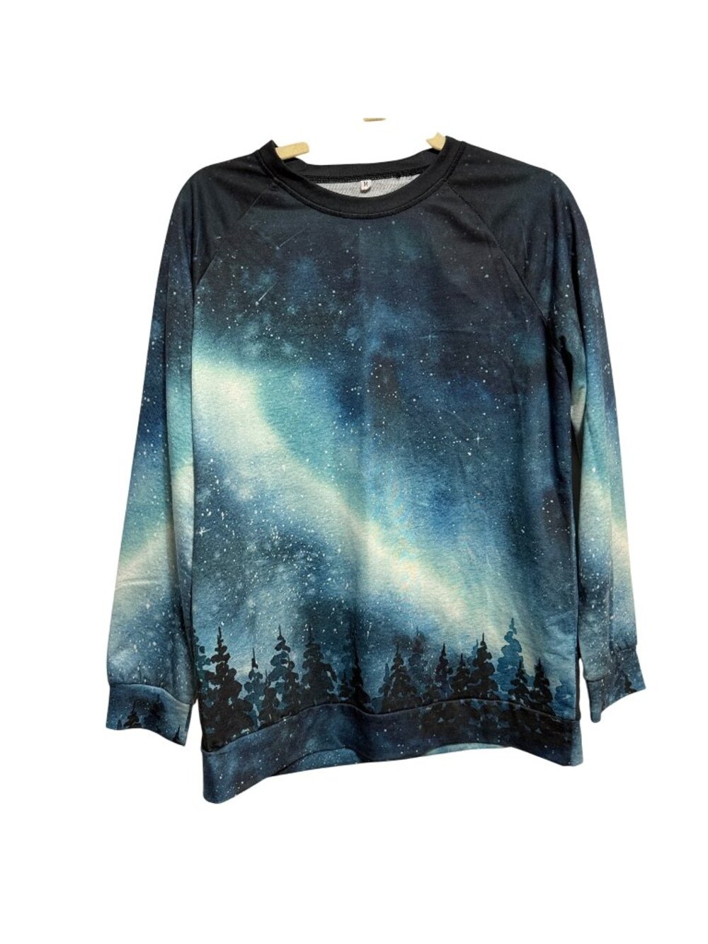 Galaxy Forest Long-Sleeve Shirt M Polyester & Spandex Space Print